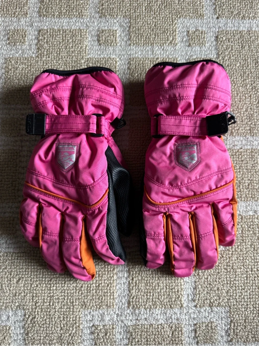 Hestra Junior Waterproof Primaloft Ski Gloves Pink Orange Girls Size 7